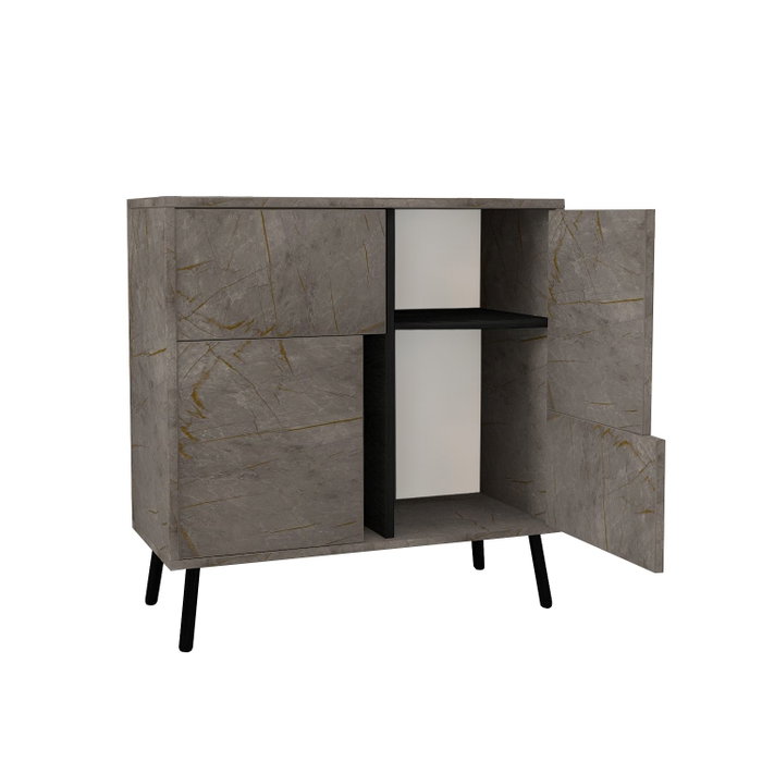 Hanah Home Darien - Gordion Marble, Black Wood